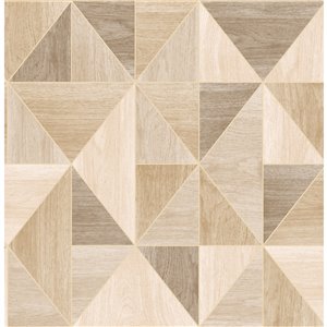 Advantage Simpson Geometric Wood Wallpaper - Light Brown