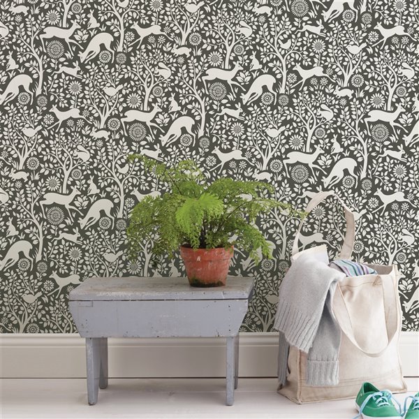 Papier peint Merriment Peel and Stick de NuWallpaper, charbon