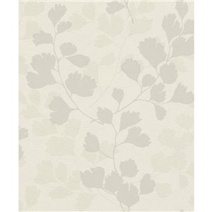 Papier peint Ripert Leaf Silhouette de Advantage, gris pale
