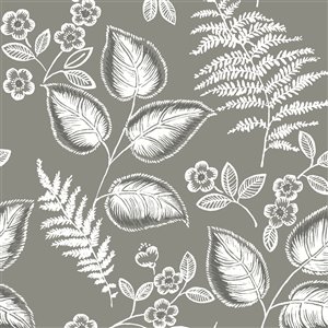 Papier peint Foliage Peel and Stick de NuWallpaper, gris