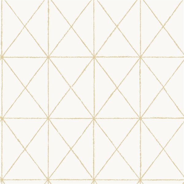 NuWallpaper Get In Line Peel and Stick Wallpaper - White/Gold NUS3577 | RONA