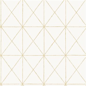 NuWallpaper Get In Line Peel and Stick Wallpaper - White/Gold