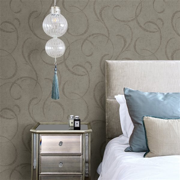 Advantage Lysander Scrolls Wallpaper - Taupe