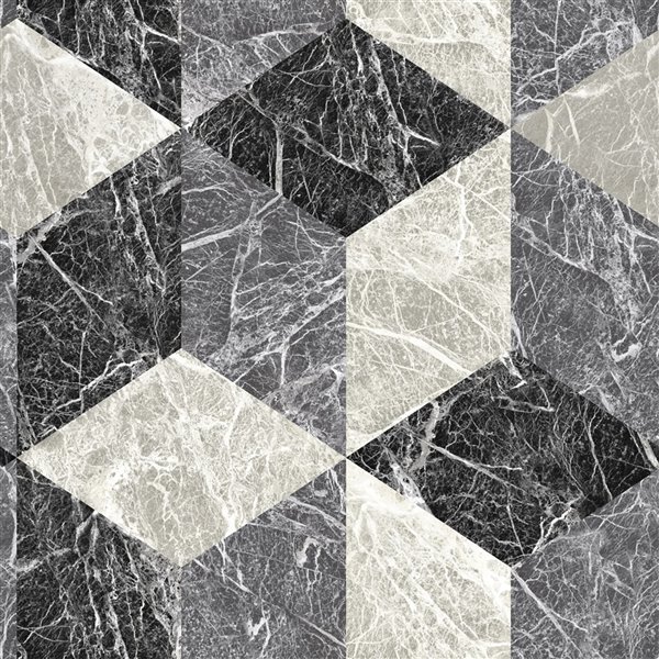 Origin Rizzo Geometric Stone Wallpaper - Black