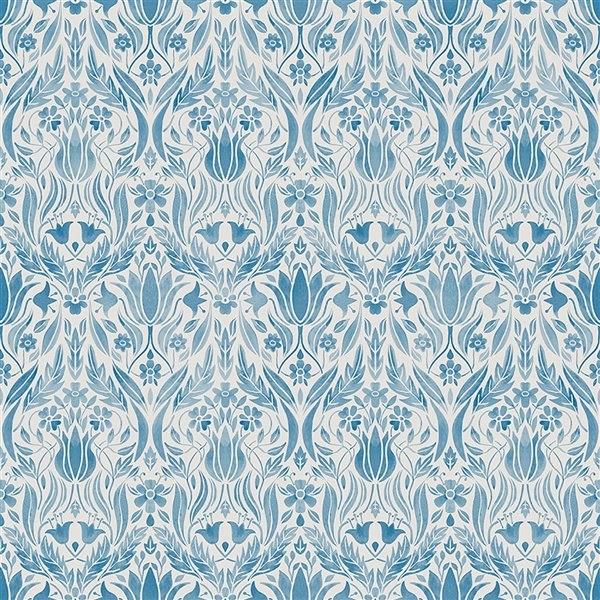 Midbec Ludvig Floral Ogee Wallpaper - Blue