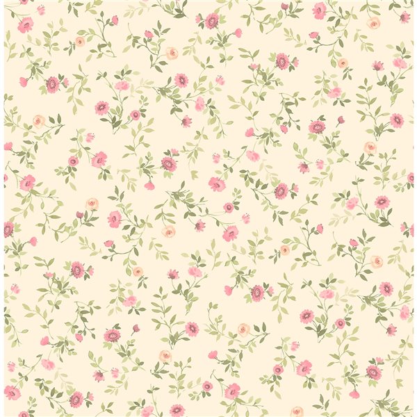 Advantage Catlett Floral Toss Wallpaper - Pink
