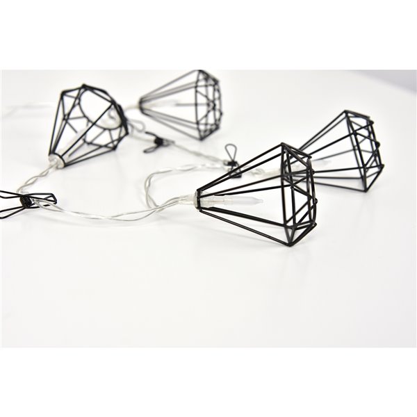 black geometric string lights