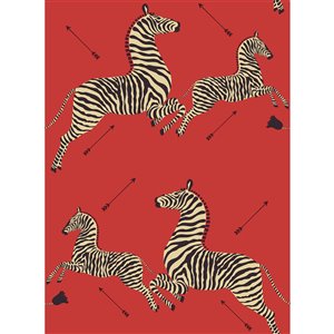 Scalamandre Masai Zebra Safari Self Adhesive Wallpaper - Red
