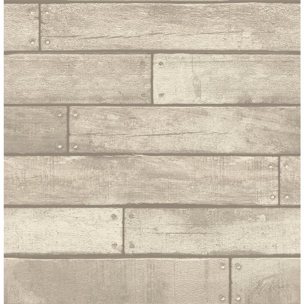 Papier peint Weatherouge Nailhead Plank de Brewster, gris