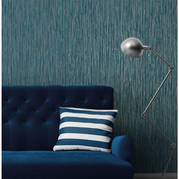 Brewster Nonwoven Unpasted Sea Grass Blue Faux Grasscloth Wallpaper  FD23286  RONA