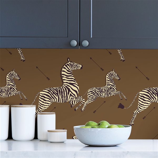 Scalamandre Safari Zebra Safari Self Adhesive Wallpaper - Brown