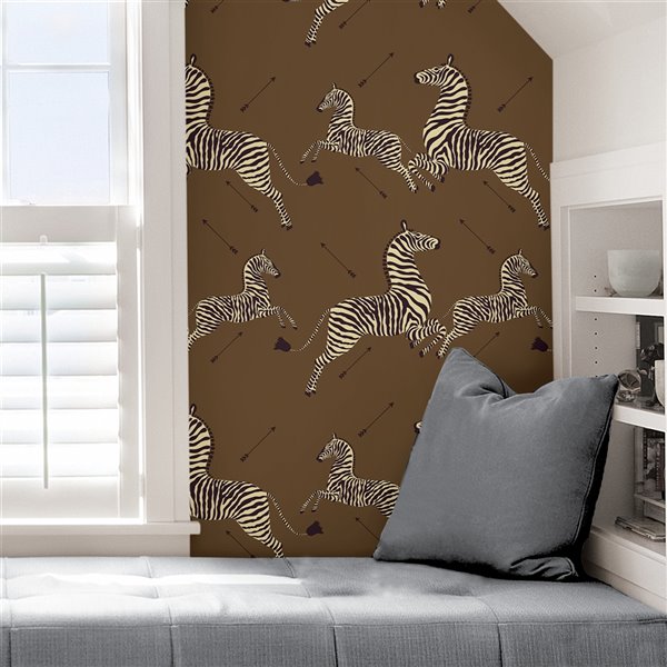 Scalamandre Safari Zebra Safari Self Adhesive Wallpaper - Brown