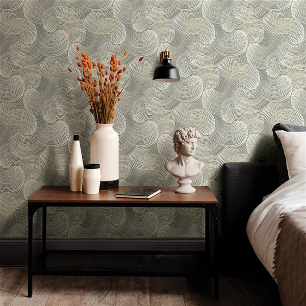 A Street Prints Karson Swirling Geometric Wallpaper Grey 2964