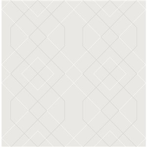 Papier peint géométrique détressé Ballard de A-Street Prints, argent