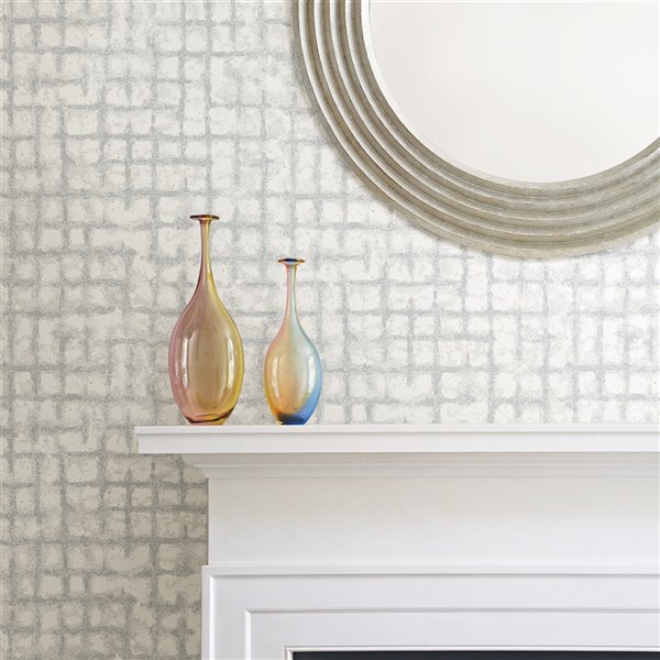 A-Street Prints Shea Distressed Geometric Wallpaper - Light Grey