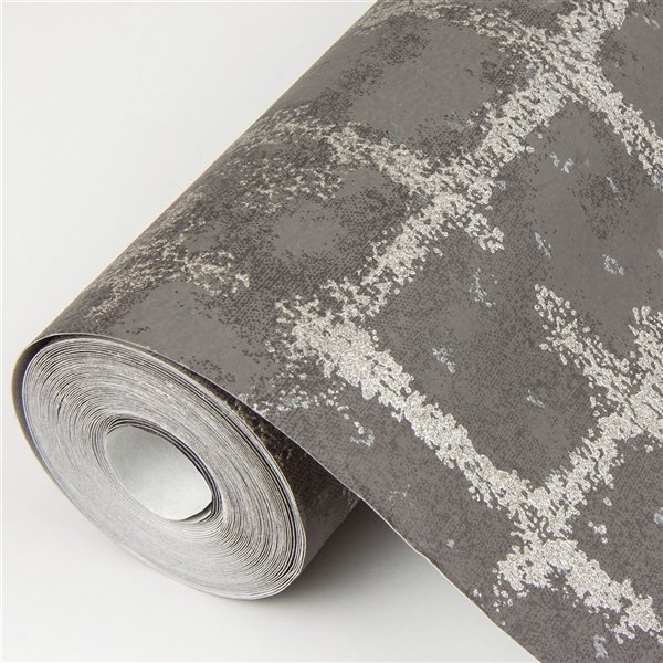 A-Street Prints Shea Distressed Geometric Wallpaper - Charcoal