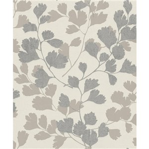 Advantage Ripert Leaf Silhouette Wallpaper - Silver