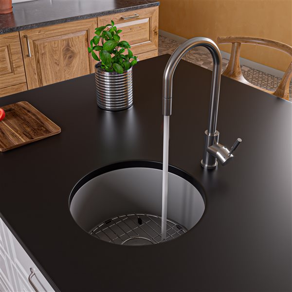 Image of Alfi Brand | Drop-In/undermount Round Fireclay Prep Sink - 18-In X 18-In - Grey Matte | Rona