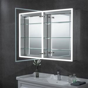 ALFI brand Single Door Medicine Cabinet - LED Light - 24-in x 32-in