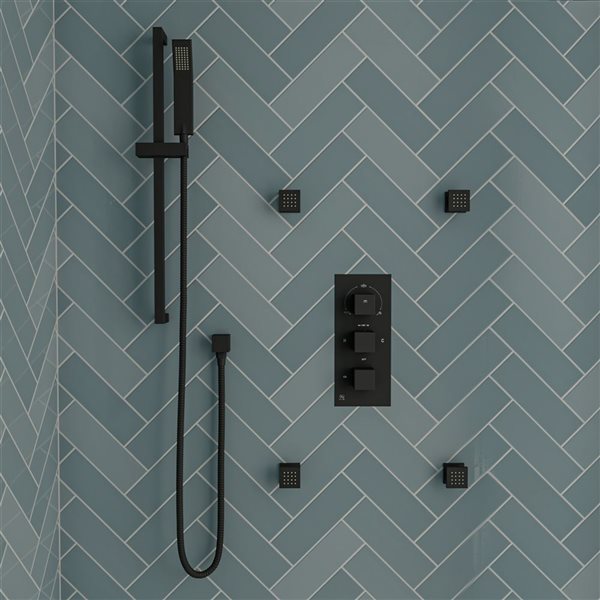 ALFI brand Square Sliding Rail Hand Shower Set - Black Matte