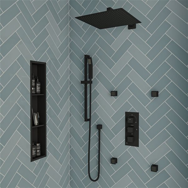 ALFI brand Square Sliding Rail Hand Shower Set - Black Matte