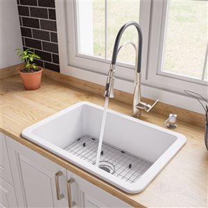 ALFI brand Drop-in/Undermount Fireclay Kitchen Sink - 27-in x 18-in - White