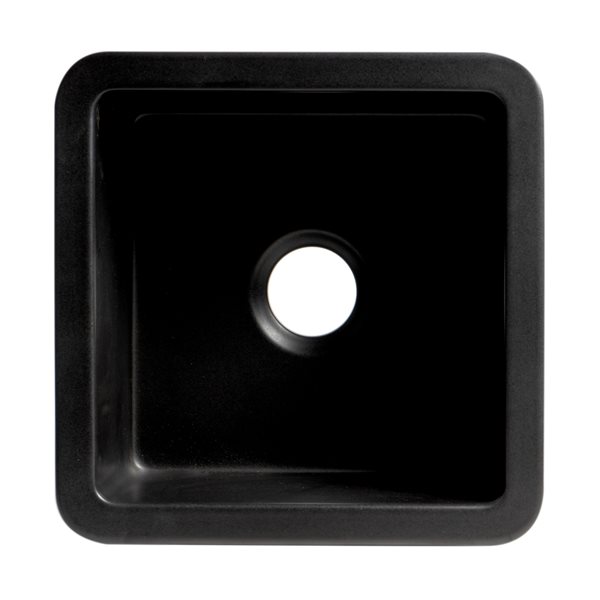 ALFI brand Drop-in/Undermount Square Fireclay Prep Sink - 18-in x 18-in - Black Matte