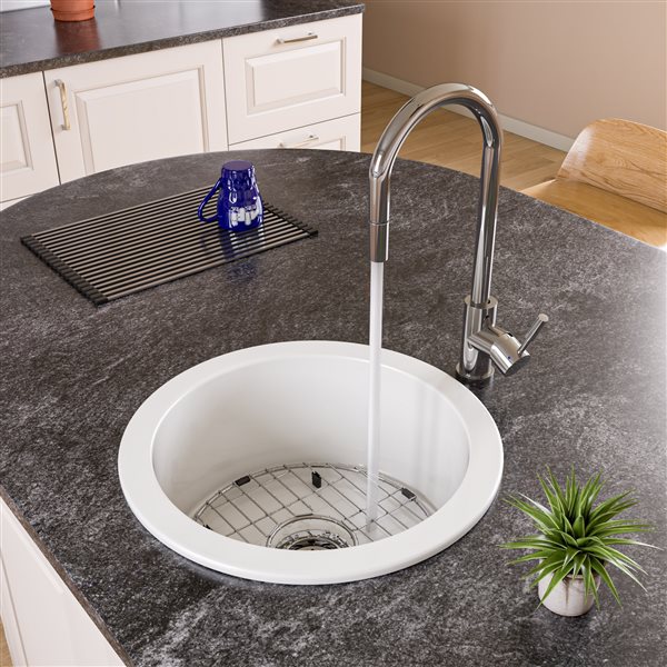 Image of Alfi Brand | Drop-In/undermount Round Fireclay Prep Sink - 18-In X 18-In - White | Rona