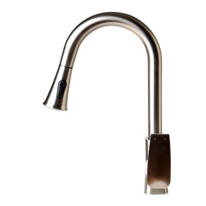 ALFI Brand Square Gooseneck Pull-Out Kitchen Faucet - Brushed Nickel