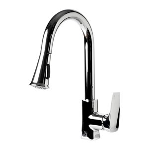 ALFI Brand Square Gooseneck Pull-Out Kitchen Faucet - Polished Chrome