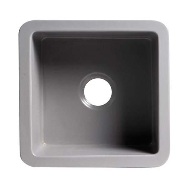ALFI brand Drop-in/Undermount Square Fireclay Prep Sink - 18-in x 18-in - Grey Matte