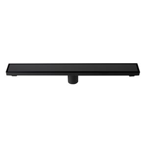 ALFI brand Stainless Steel Linear Shower Drain with Solid Cover - 24-in x 3-in - Black Matte
