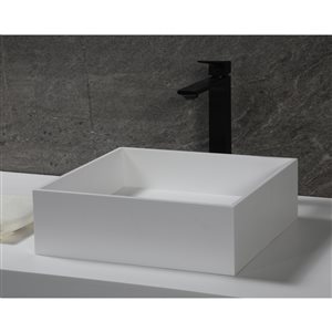 ALFI brand Solid Surface Square Resin Sink - 15.13-in x 15.13-in - White Matte