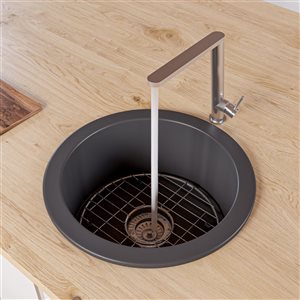 ALFI brand Drop-in/Undermount Round Fireclay Prep Sink - 18-in x 18-in - Black Matte