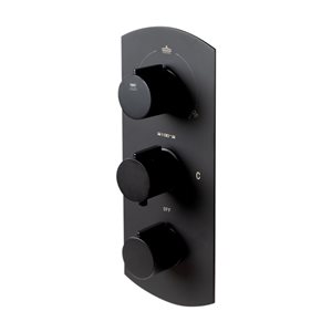 ALFI brand 3-Way Thermostatic Valve Shower Mixer - Round Knobs - Black Matte