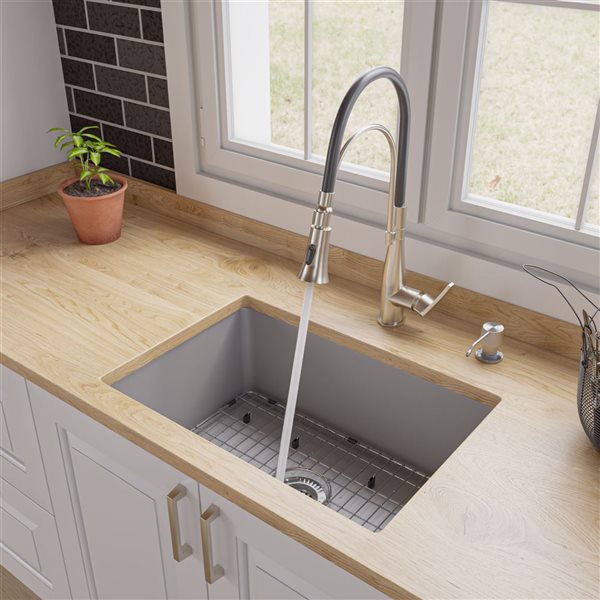 ALFI brand Drop-in/Undermount Fireclay Kitchen Sink - 27-in x 18