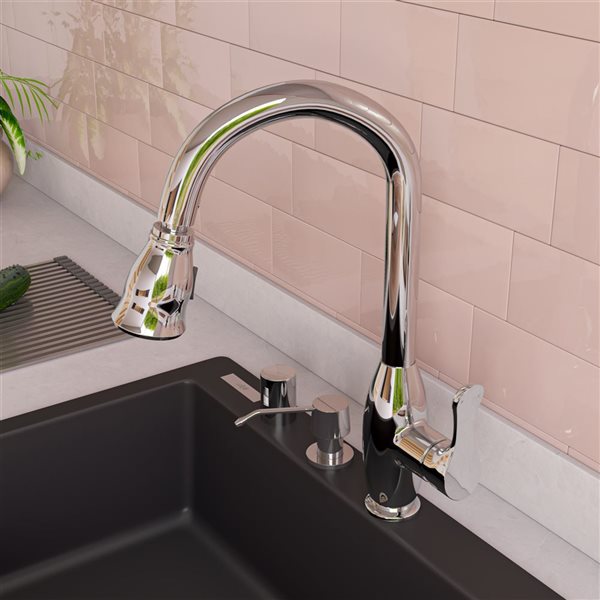 ALFI brand Traditional Gooseneck Pull-Out Kitchen Faucet - Polished Chrome