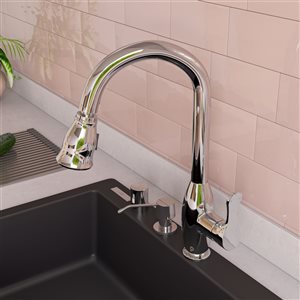 ALFI Brand Traditional Gooseneck Pull-Out Kitchen Faucet - Polished Chrome
