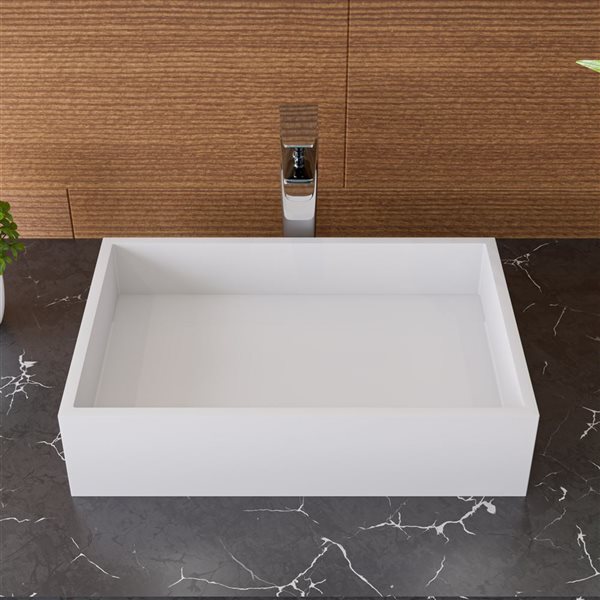 ALFI brand Solid Surface Rectangular Resin Sink - 20-in x 14-in - White Matte