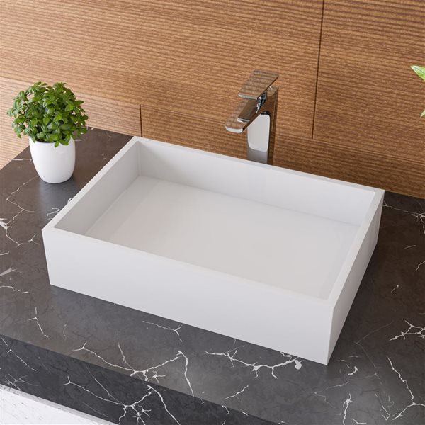 ALFI brand Solid Surface Rectangular Resin Sink - 20-in x 14-in - White Matte