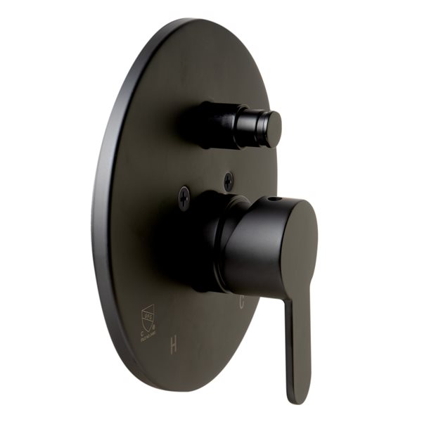 ALFI brand Shower Valve with Rounded Lever Handle/Diverter - Black Matte