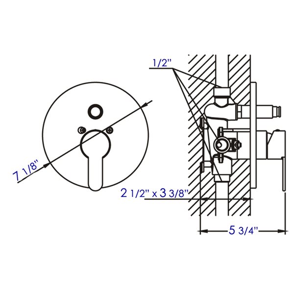 ALFI brand Shower Valve with Rounded Lever Handle/Diverter - Black Matte