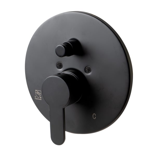 ALFI brand Shower Valve with Rounded Lever Handle/Diverter - Black Matte