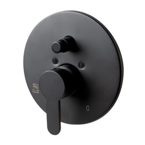 ALFI brand Shower Valve with Rounded Lever Handle/Diverter - Black Matte