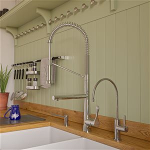 ALFI Brand Double Spout Commercial Spring Pull-Out Kitchen Faucet - Polished Chrome