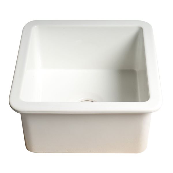 ALFI brand Drop-in/Undermount Square Fireclay Prep Sink - 18-in x 18-in - White