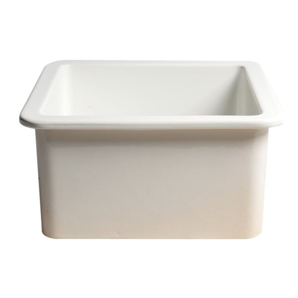 ALFI brand Drop-in/Undermount Square Fireclay Prep Sink - 18-in x 18-in - White