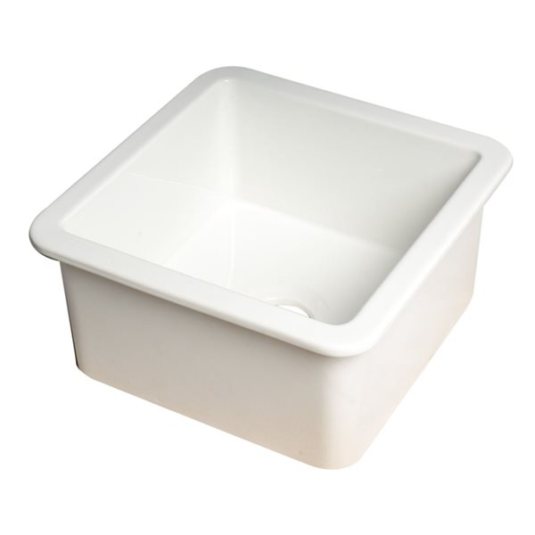 ALFI brand Drop-in/Undermount Square Fireclay Prep Sink - 18-in x 18-in - White