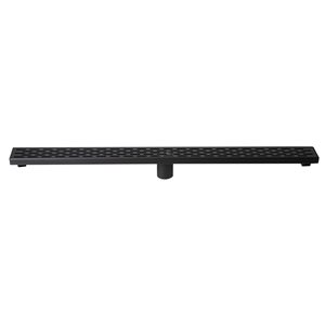 ALFI brand Stainless Steel Linear Shower Drain with Groove Holes - 36-in x 3-in - Black Matte