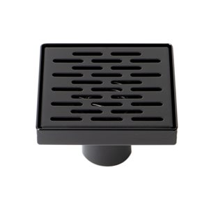 ALFI brand Square Stainless Steel Shower Drain with Groove Holes -  5-in x 5-in - Black Matte